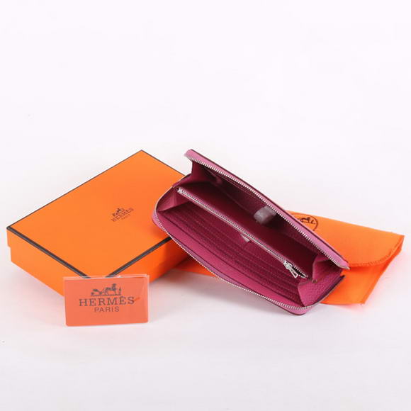 1:1 Quality Hermes Togo Leather Perforated Zippy Wallet 9032 Roseo Replica - Click Image to Close